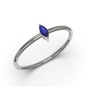 Solid 10k White Gold Marquise Cut Sapphire CZ Ring